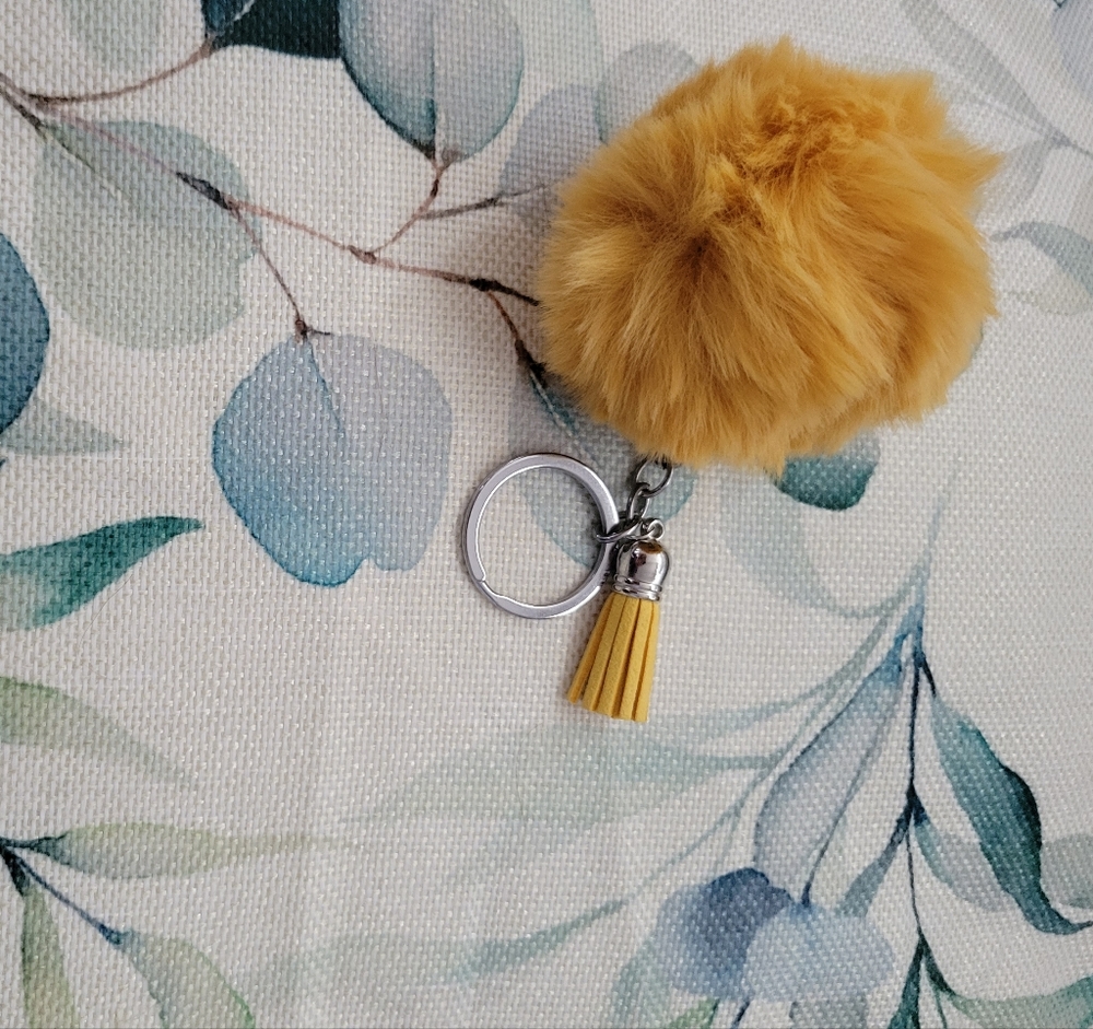 Mustard poof keychain